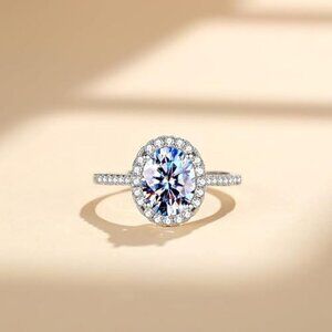 2 CT Moissanite Women's Ring S925 Sterling Silver Solitaire Diamond Pave Setting